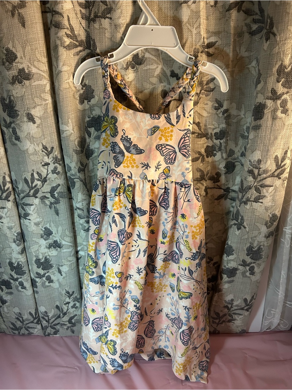 Artisan Ny Pink Butterfly Print Braided-Strap Sundress